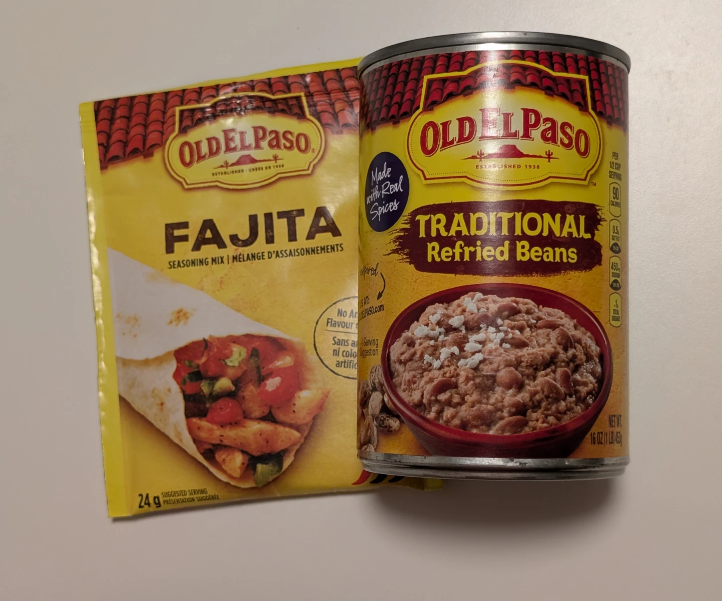 New Old El Paso Fajita Powder and a can of Beans