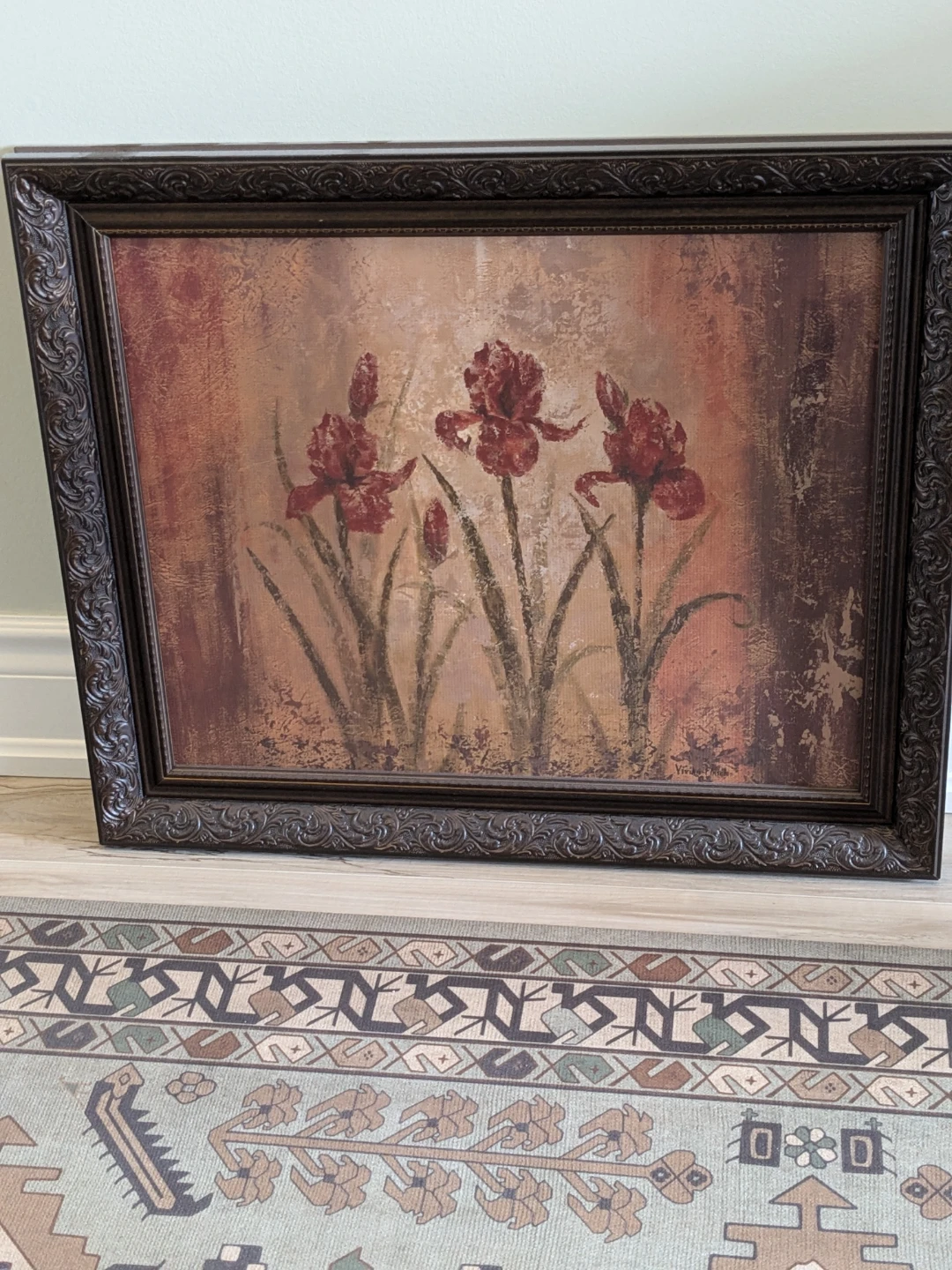 Framed Painting of Red Irises - photo 2