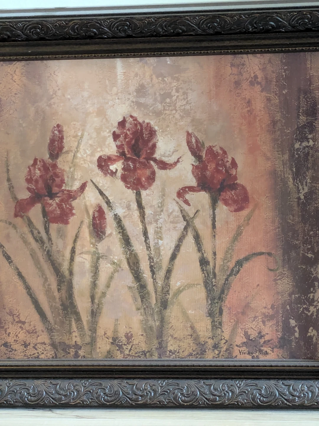 Framed Painting of Red Irises - photo 3