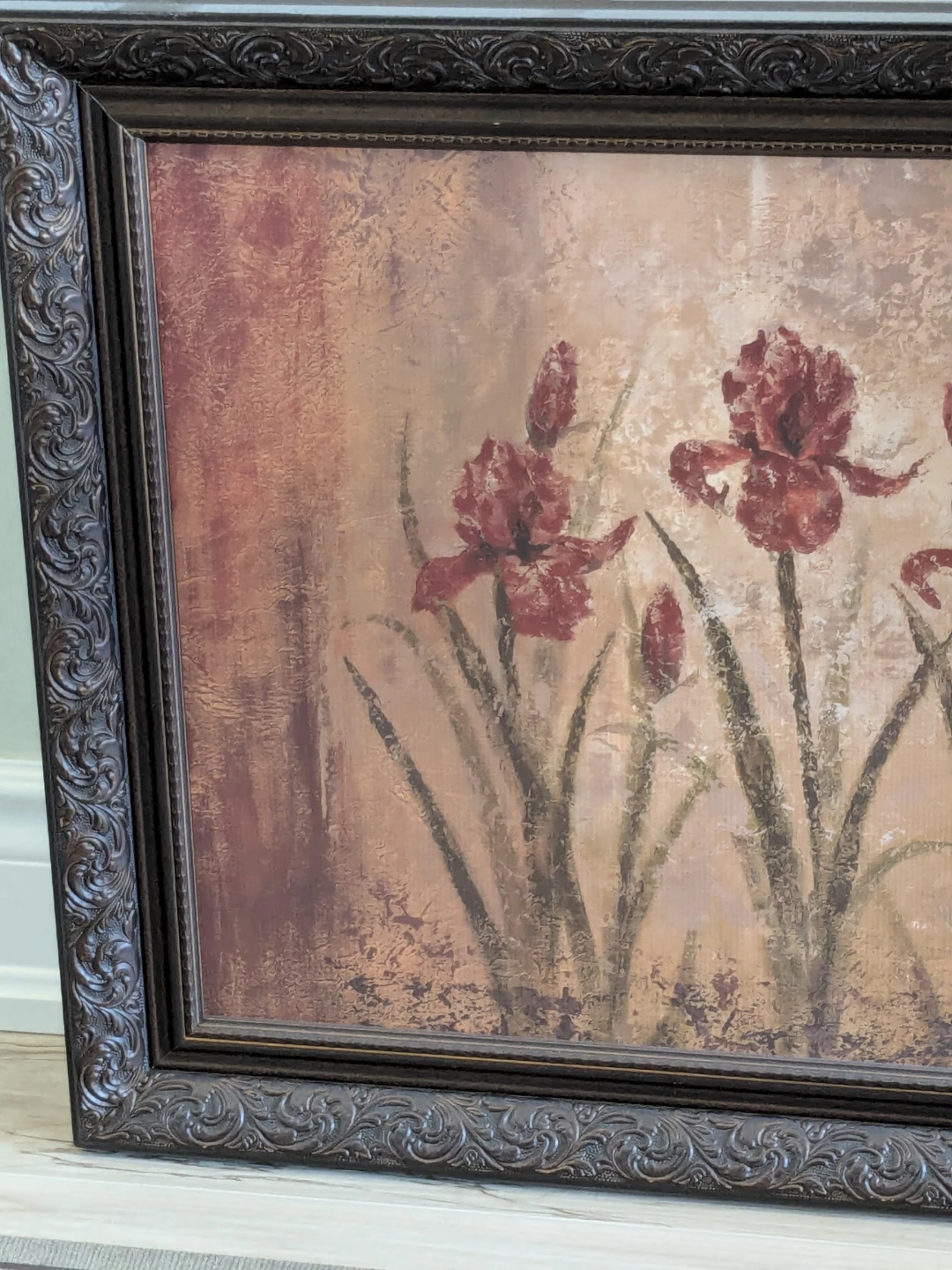 Framed Painting of Red Irises - photo 4