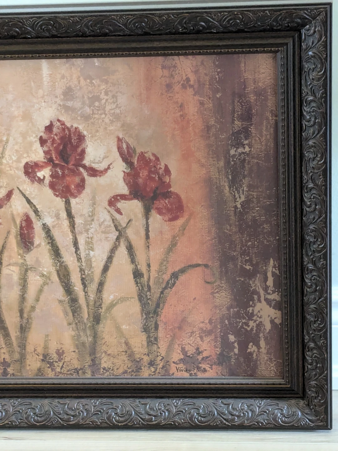 Framed Painting of Red Irises - photo 5