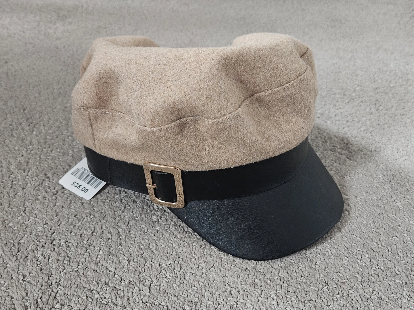 Le Chateau Tan Newsboy Beret Hat