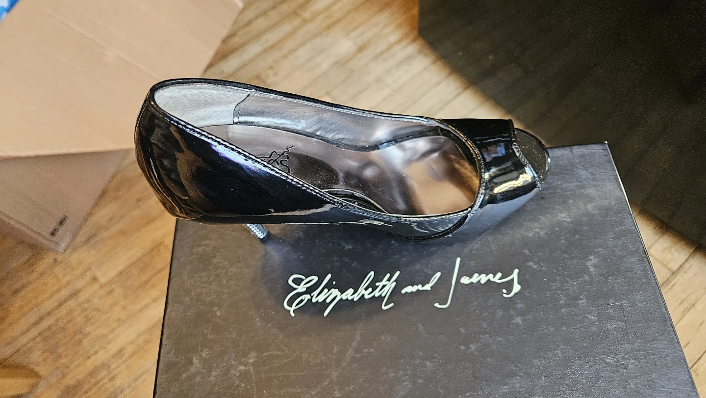 Elizabeth and James Black Patent Heels