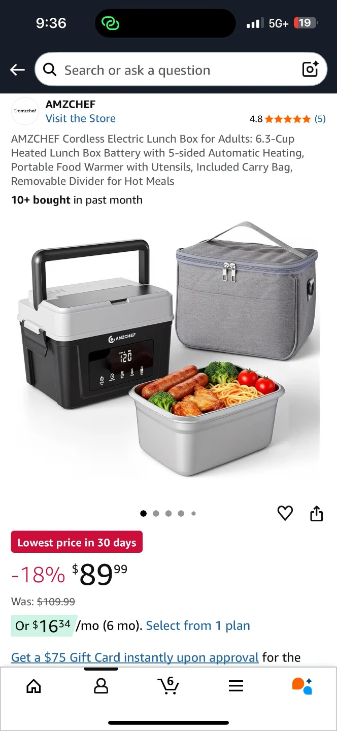 AMZCHEF Cordless Electric Lunch Box 1.5L