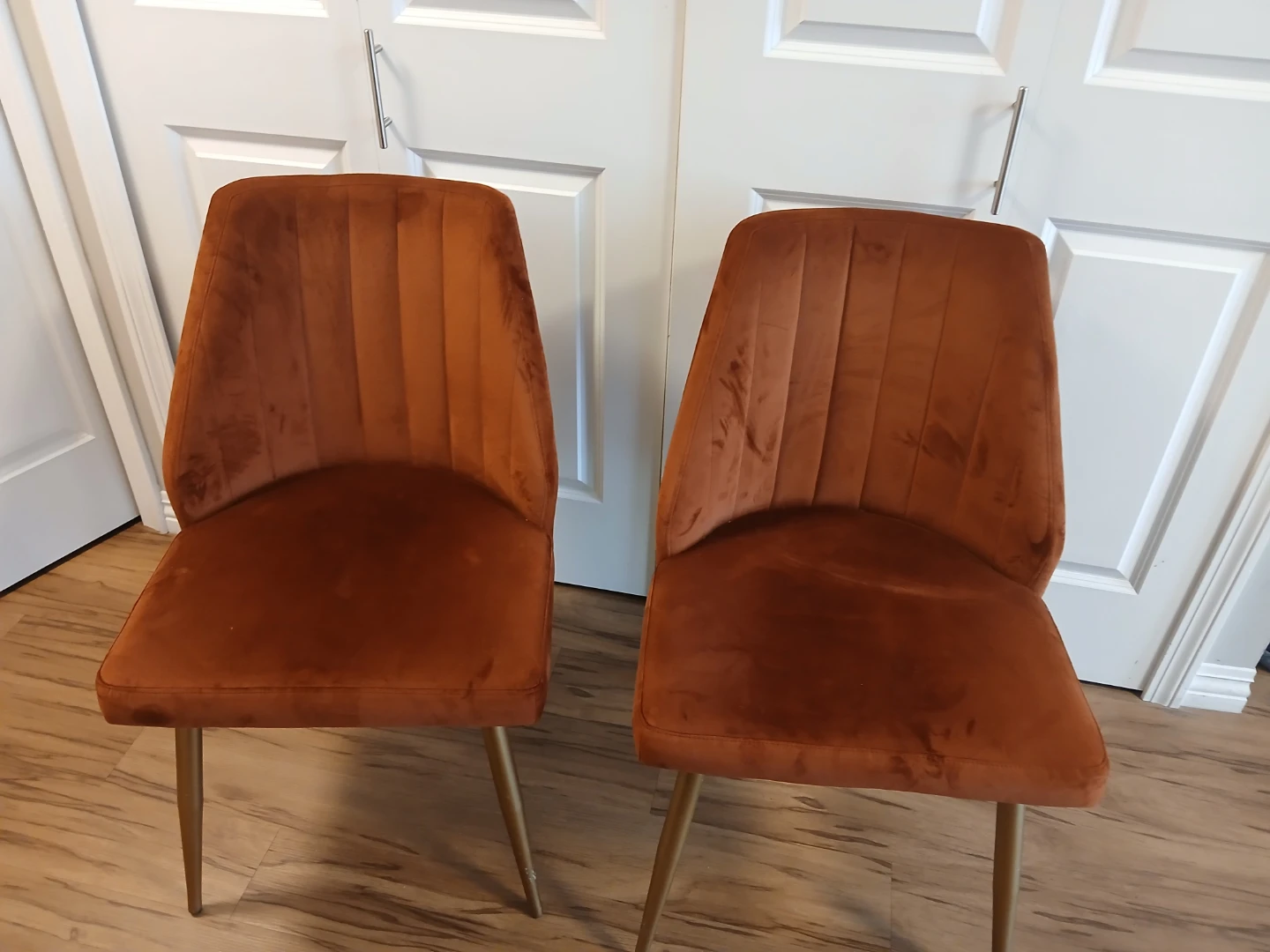 2 chairs- rust velvet