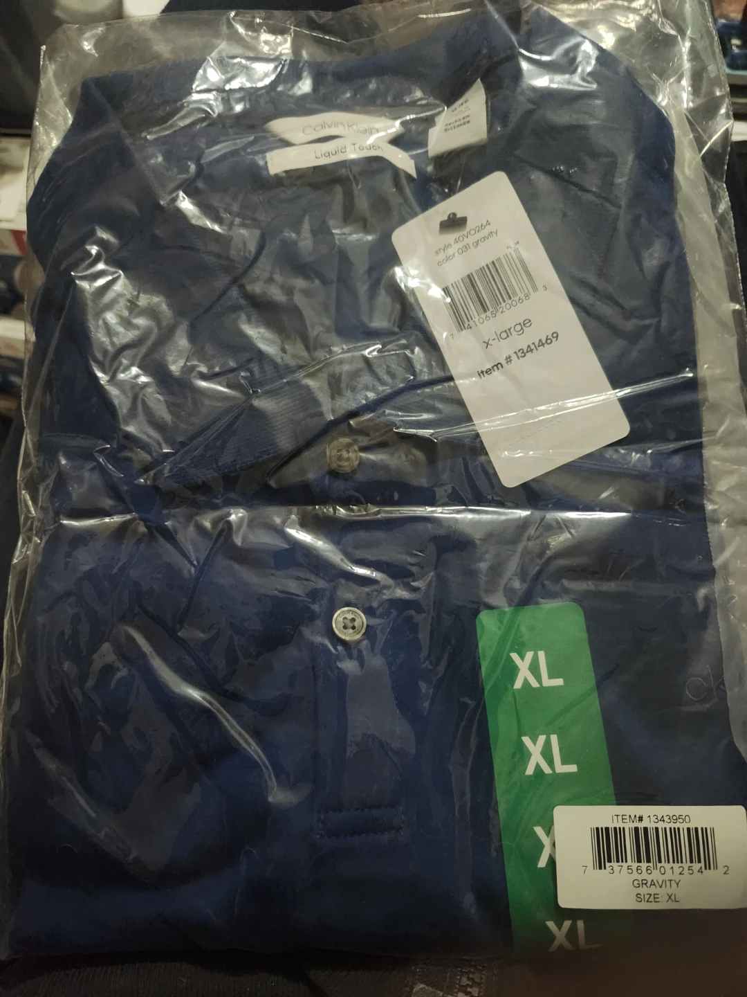 Calvin Klein Liquid Touch Polo Shirt - XL - Navy