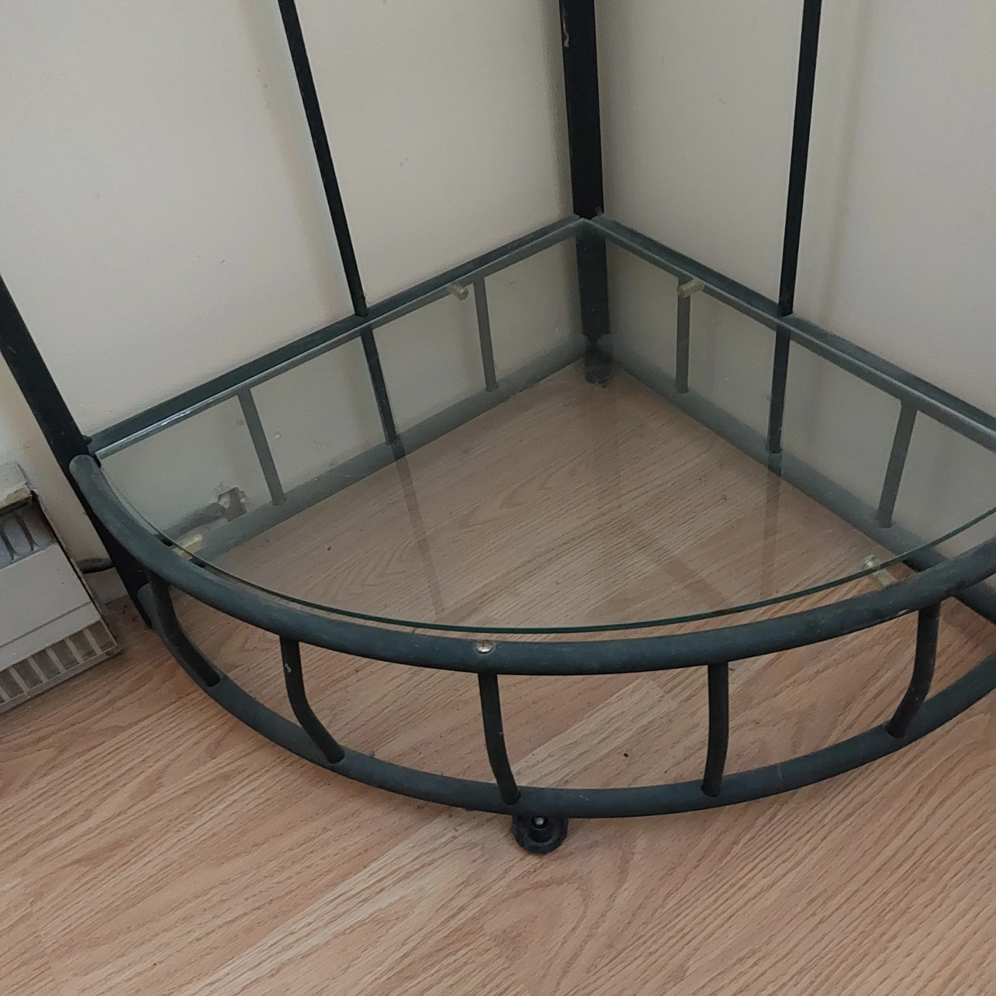 Dark Green Metal Corner Shelf with Glass - photo 3