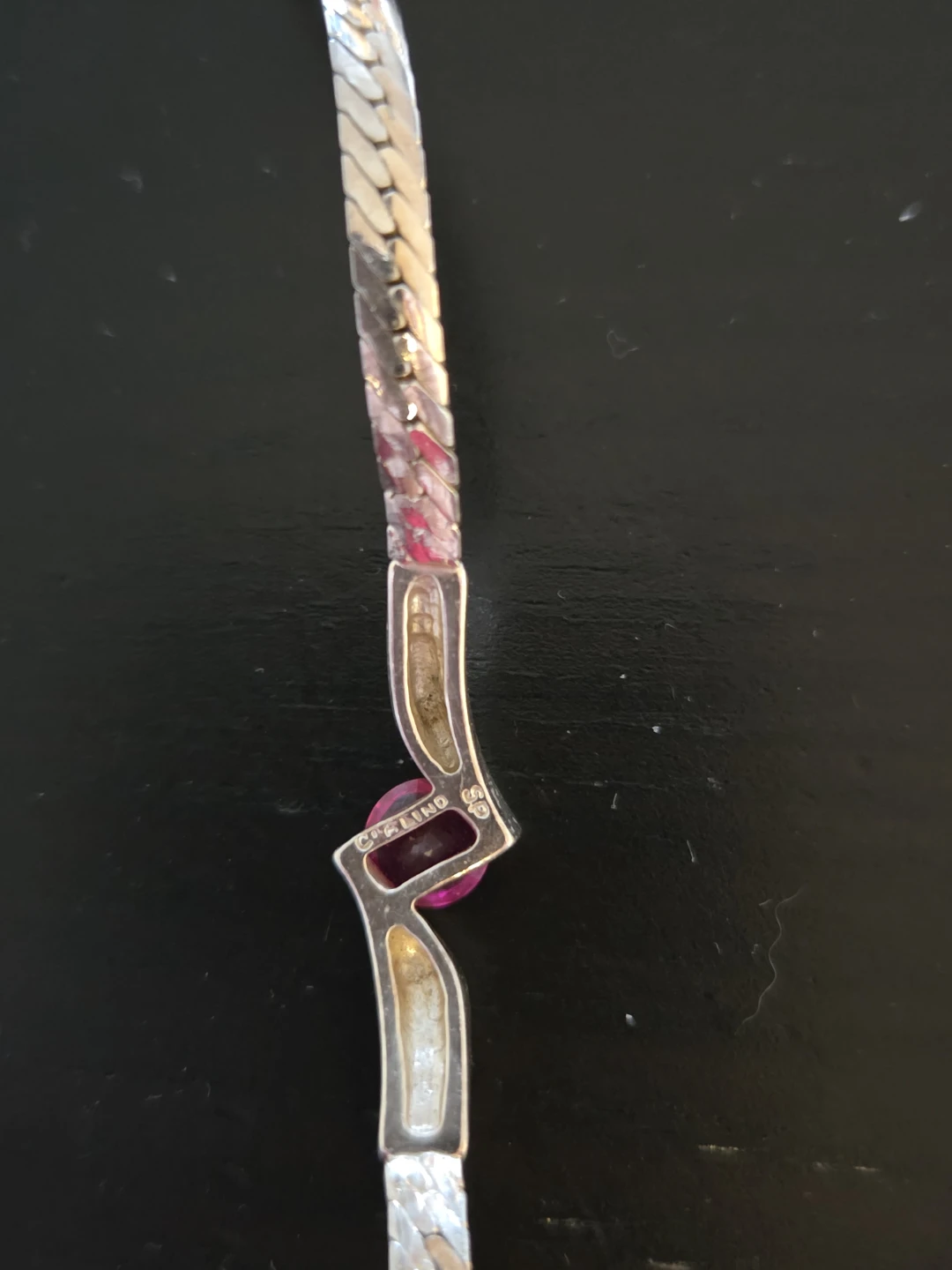 Sterling Silver Bracelet with pink Stone - photo 2