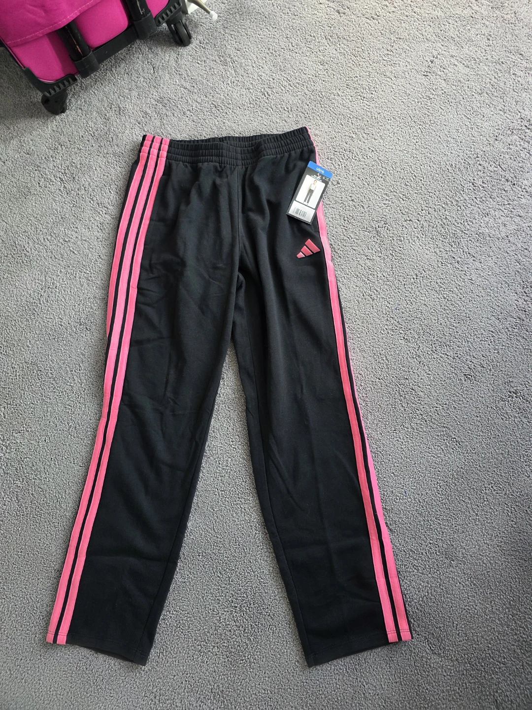 Adidas Kids Track Pants Black Pink Size L/G (14) - photo 2