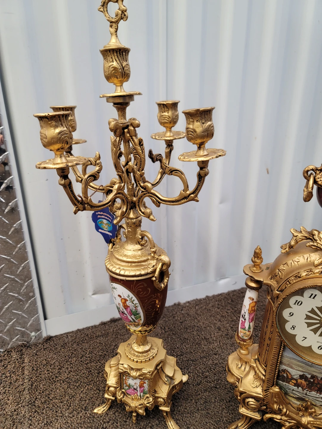 Vintage Style Gold Candelabra & Clock Set - photo 3