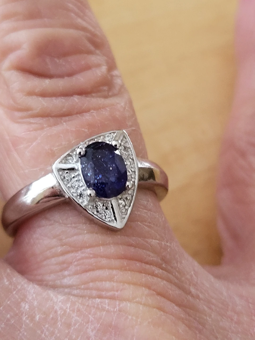 NEW Sterling Silver Sapphire and CZ Ring