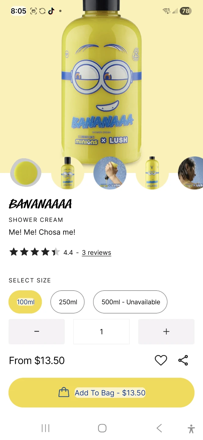 Lush BANANAAA Shower Cream 100ml