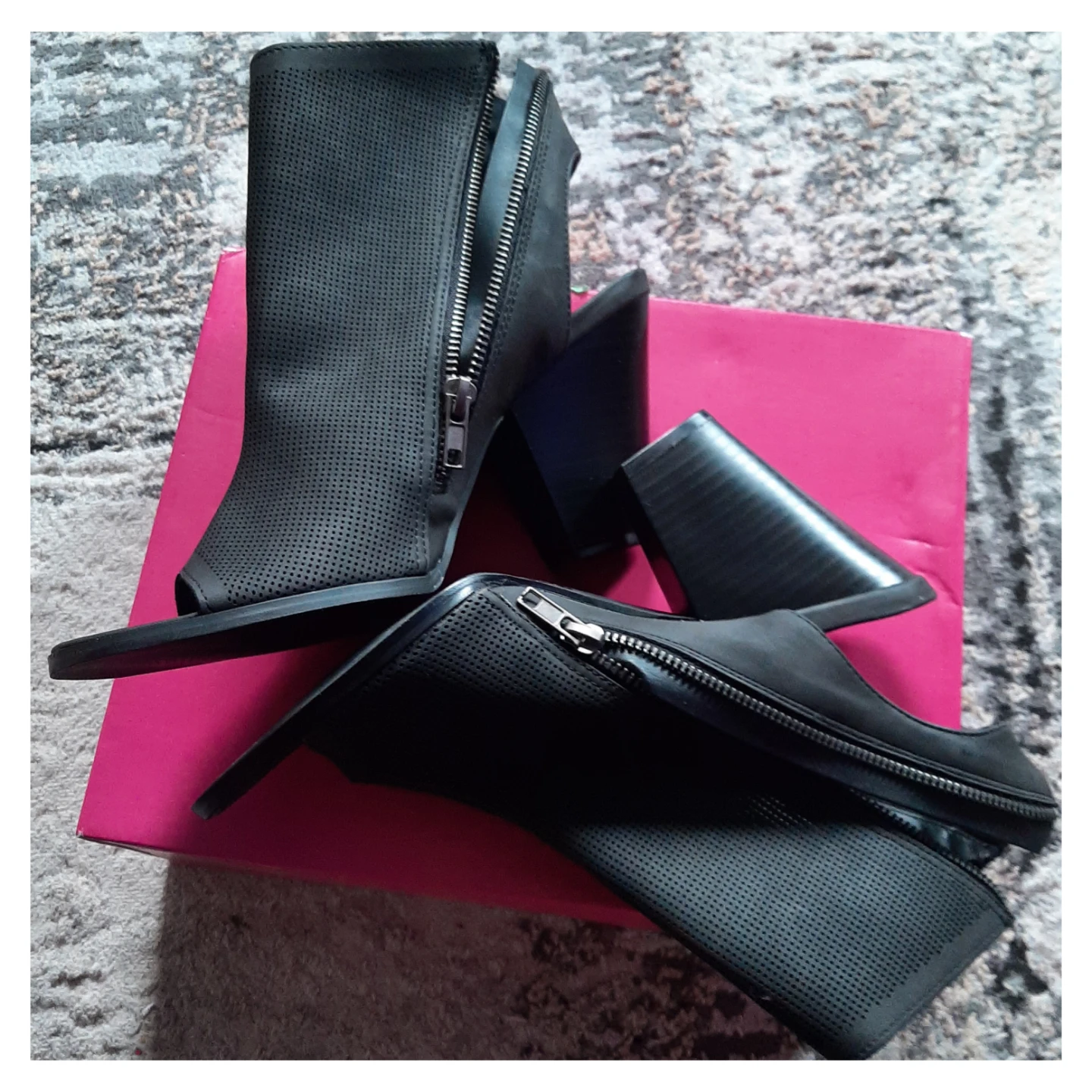 ShoeDazzle Black Perforated Peep-Toe Booties - photo 3