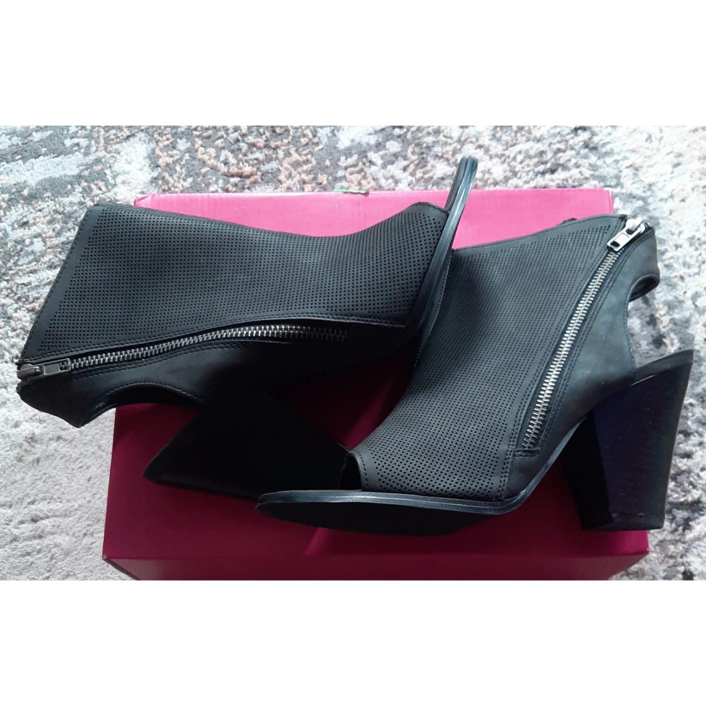 ShoeDazzle Black Perforated Peep-Toe Booties - photo 4