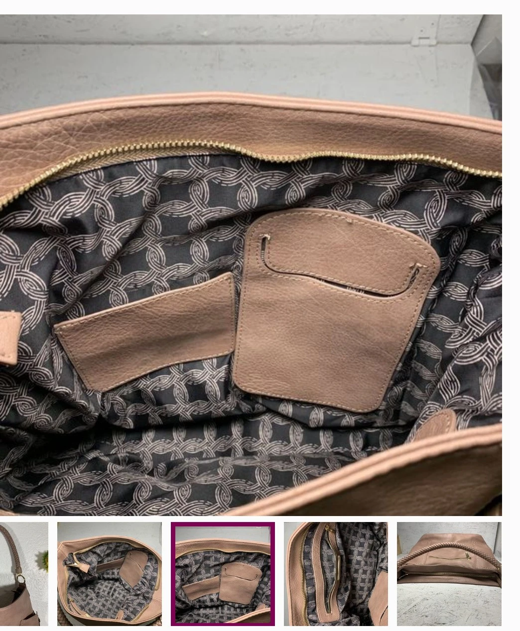 Dusty Rose Faux Leather Hobo Bag with Braided Handle - photo 5