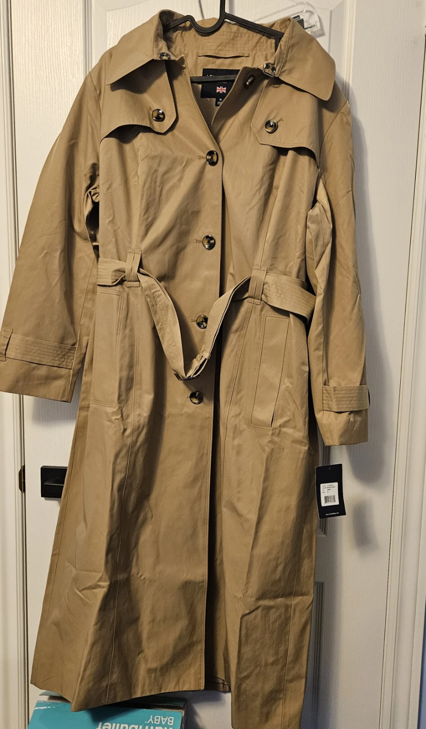 London Fog Classic Tan Trench Coat With Hoodie XL