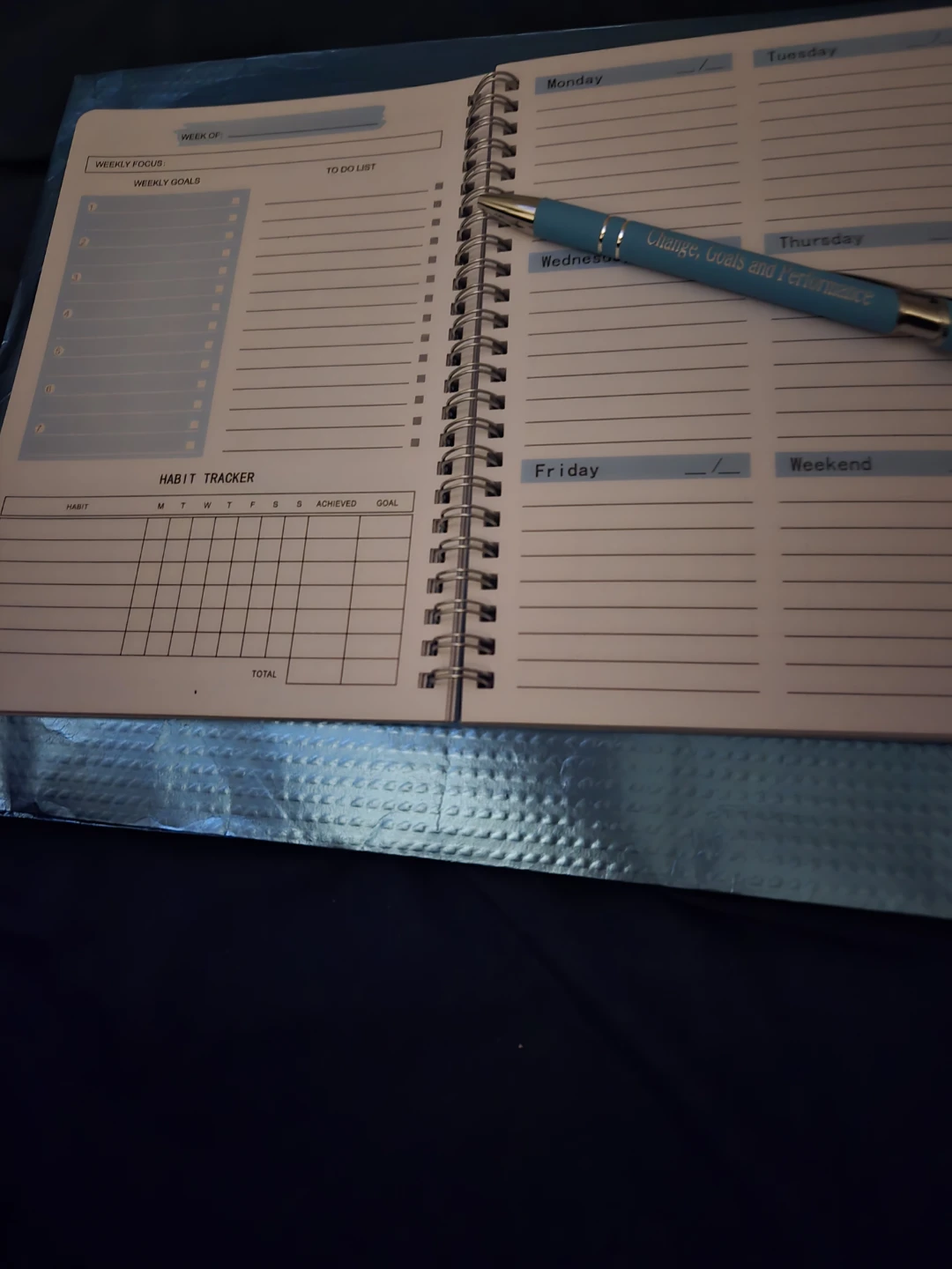 Weekly Planner and Habit Tracker with Pen