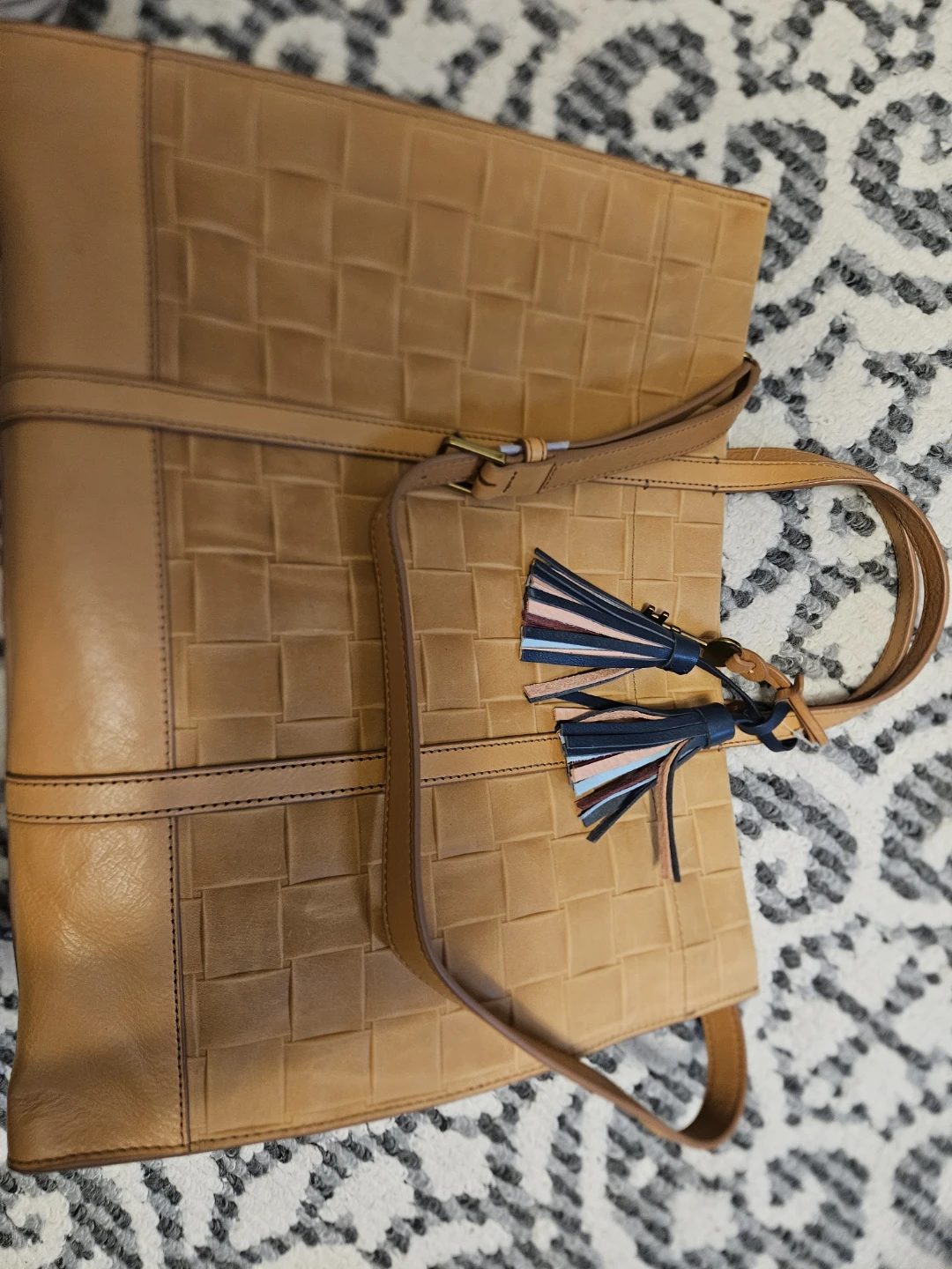 Fossil Woven Leather Tote Bag - photo 4