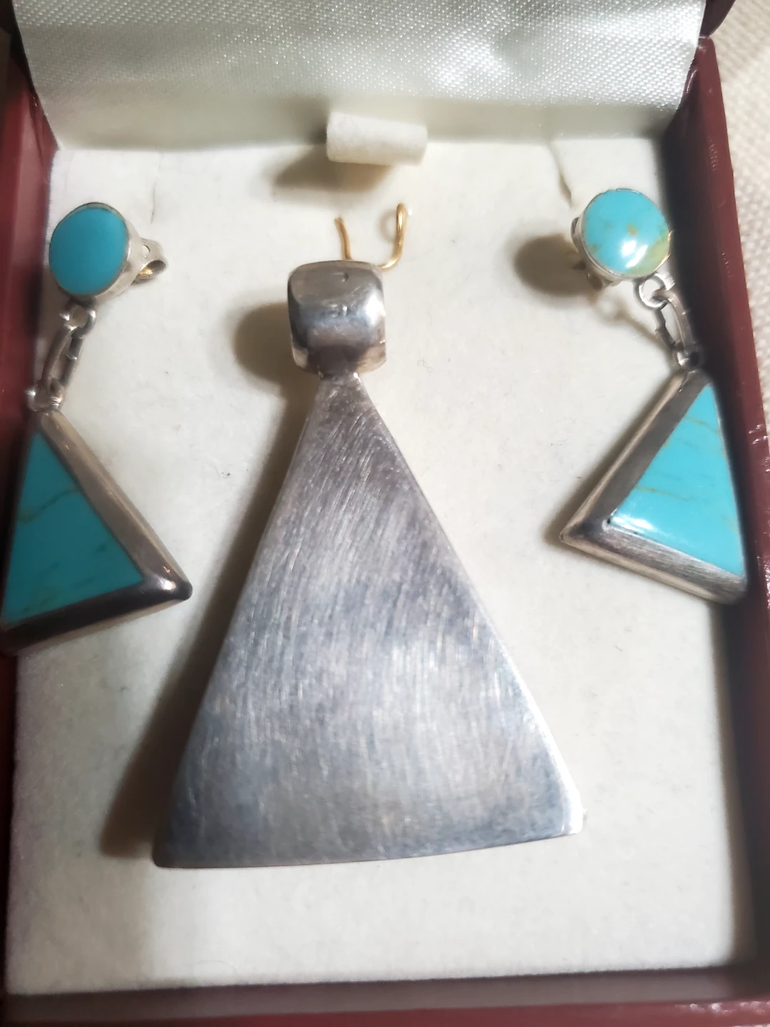 Sterling Silver Turquoise Pendant and Earring Set - photo 3