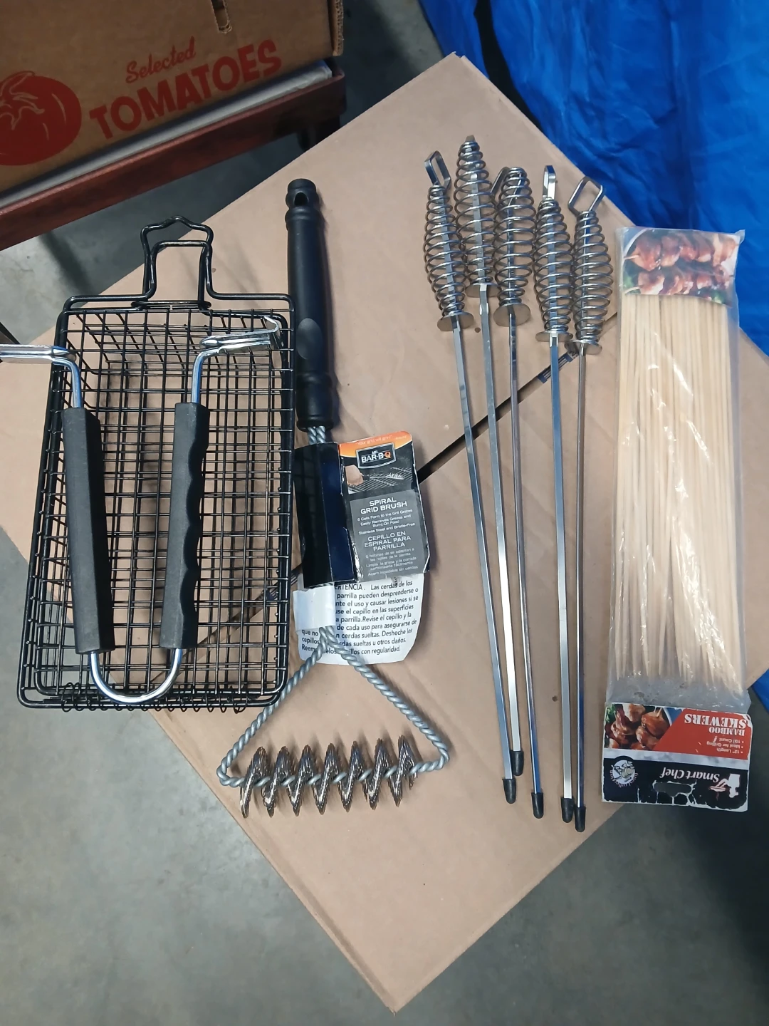 Grill Tool Set with Basket, Skewers, and Brush