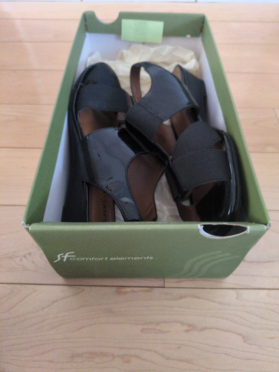 Natural Soul by Naturalizer Black Patent Elastic Sandals - photo 2