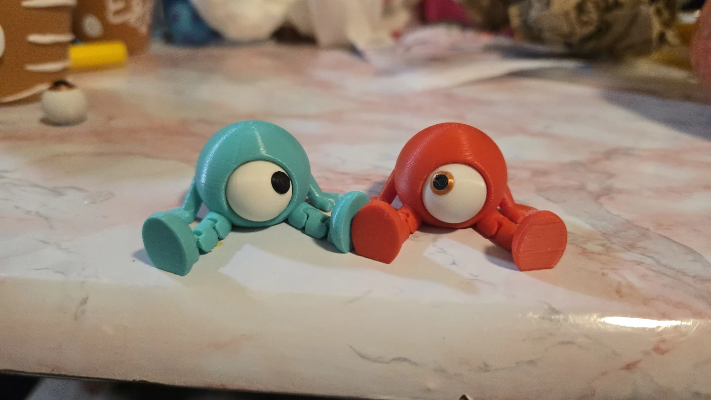 🧡 3x- 3D Printed Figure - Orange, Teal, and White - photo 4
