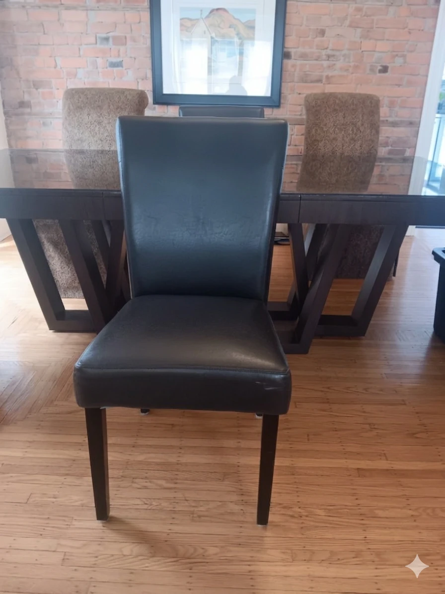 Black Faux Leather Dining Chairs (3) - photo 2