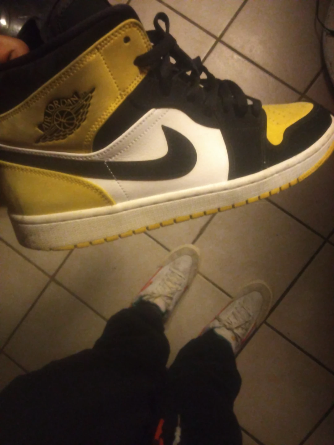 Air Jordan 1 Mid Yellow Black White Sneakers
