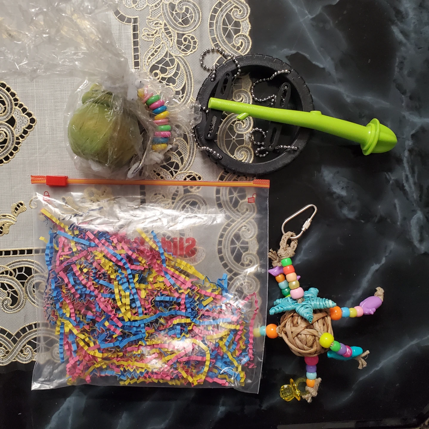 Bird Toy Bundle with Chew Toys and Perch