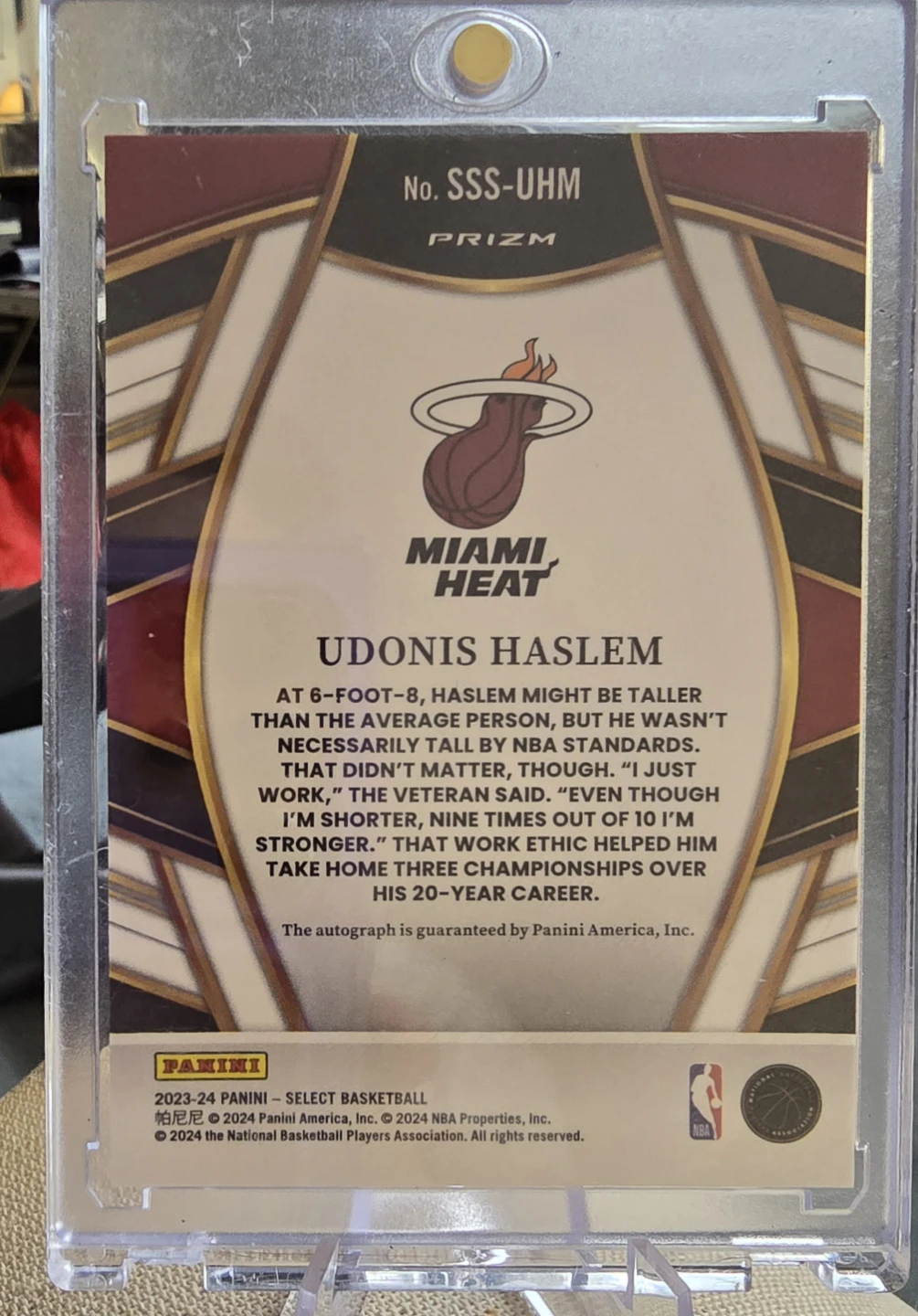 2023-24 Panini Select Prizm Udonis Haslem Autograph  Card - photo 2