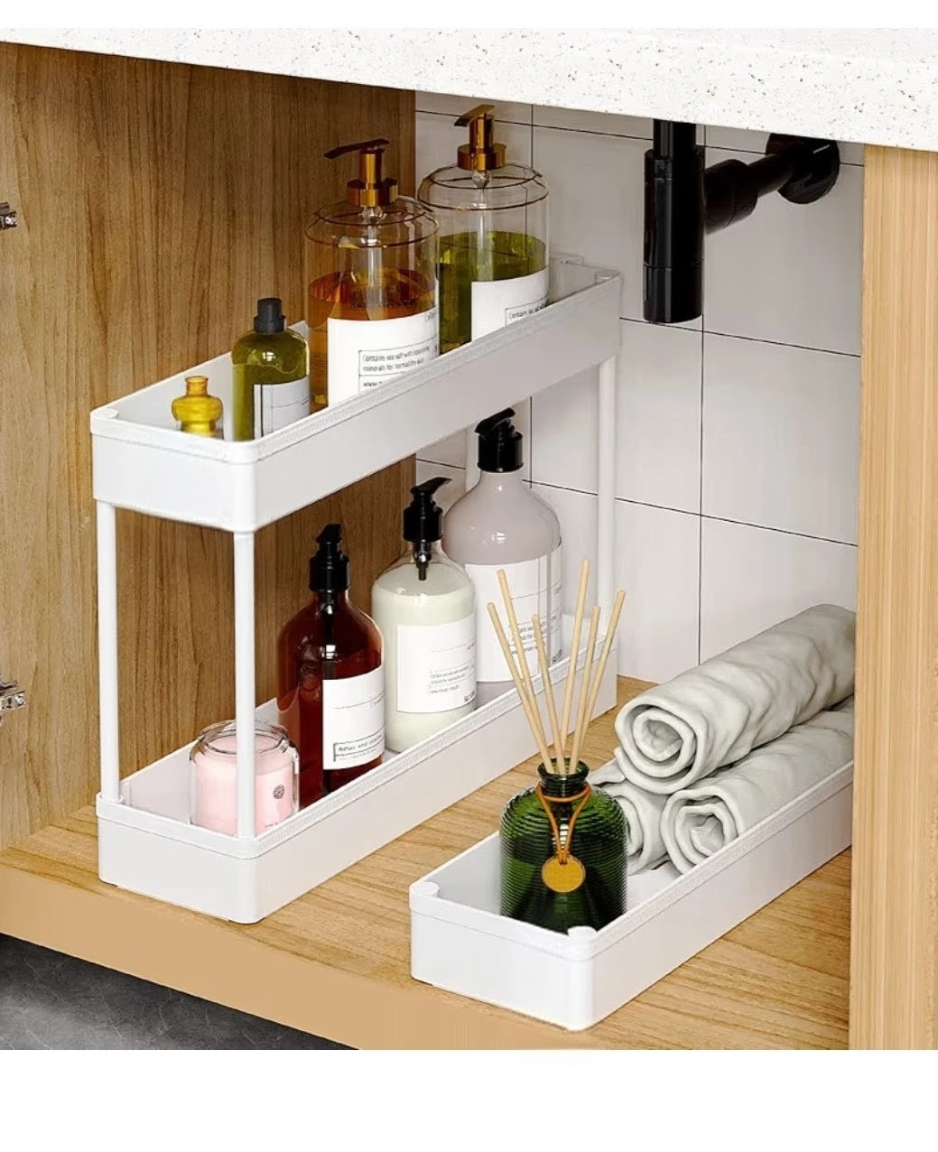 White 3-Tier Slim Rolling Storage Cart