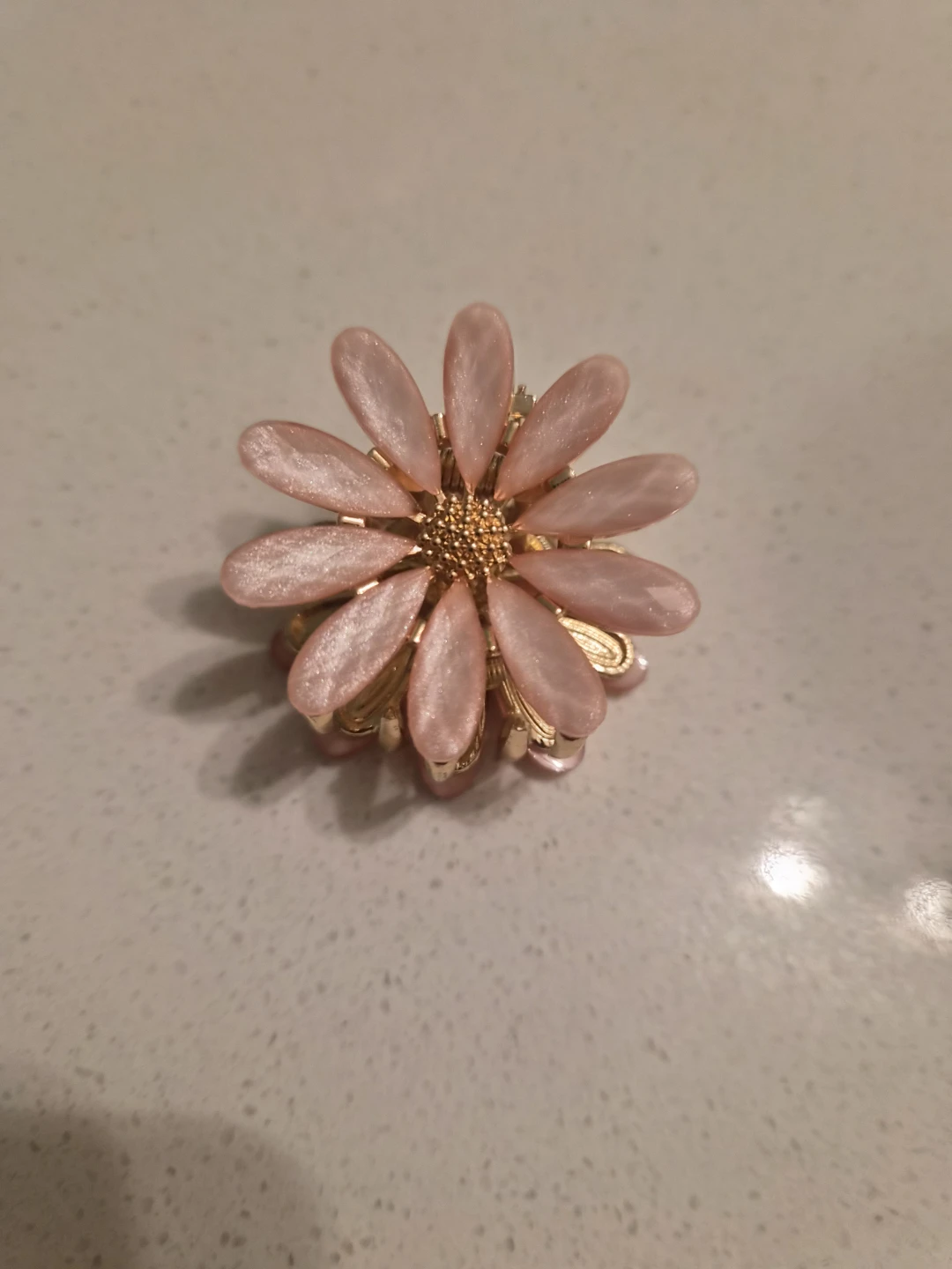 Flower Hair Claw Clip - Pink & Gold