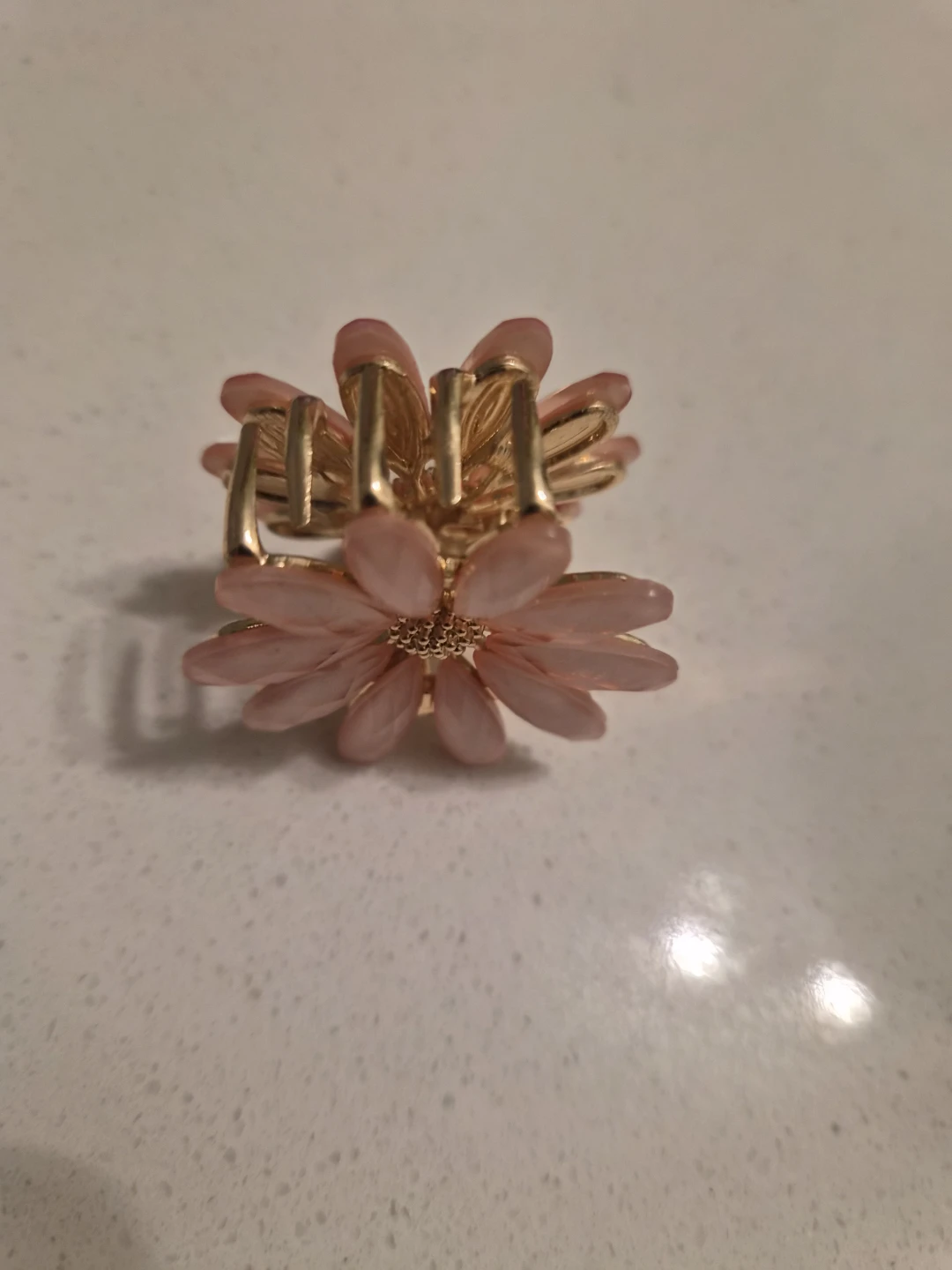 Flower Hair Claw Clip - Pink & Gold - photo 3