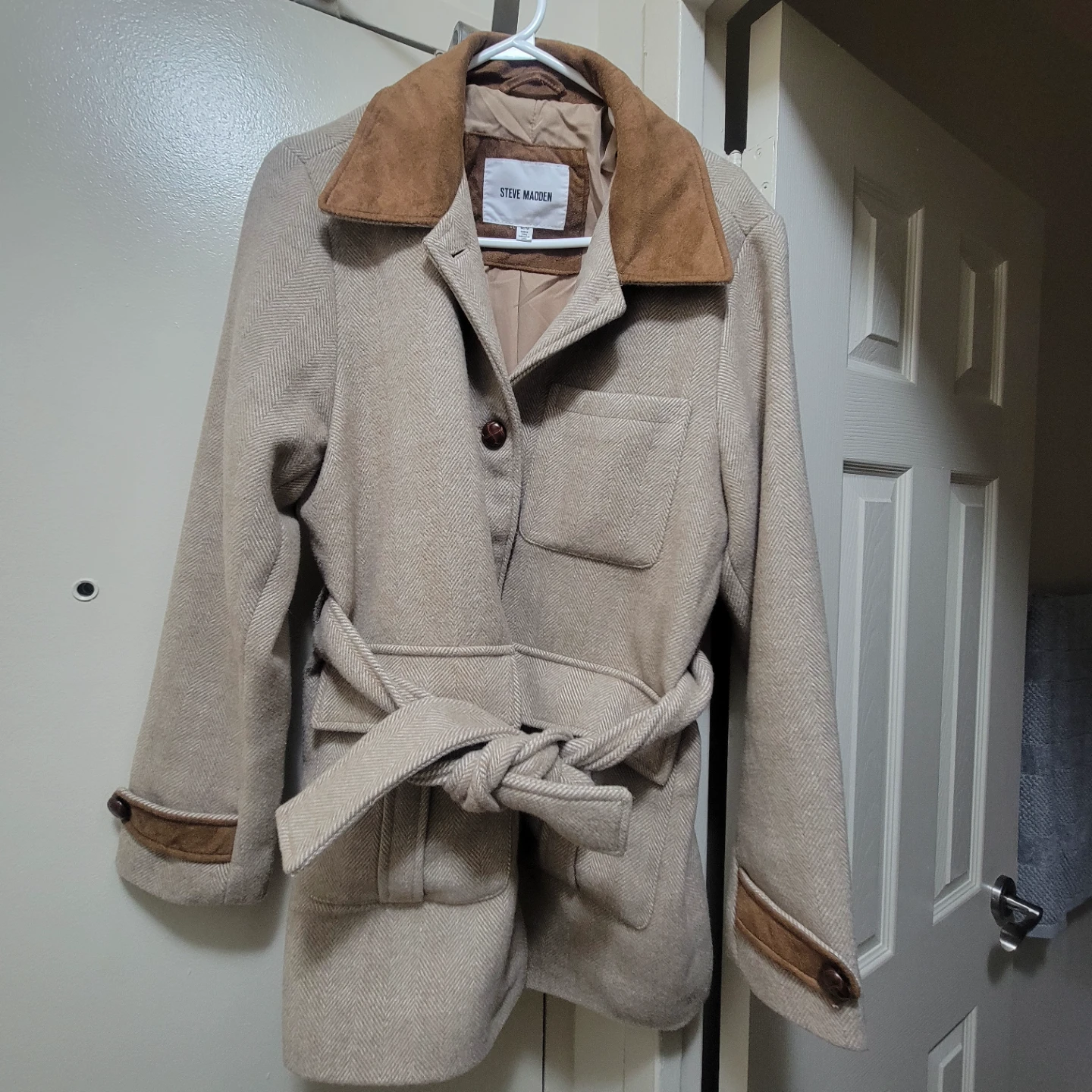 Steve Madden Herringbone Belted Jacket M/M