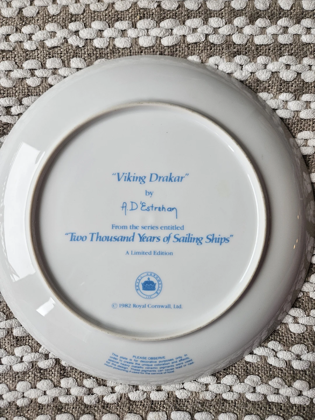 Royal Cornwall "Viking Drakar" Decorative Plate by A.D. Estrehan - photo 2