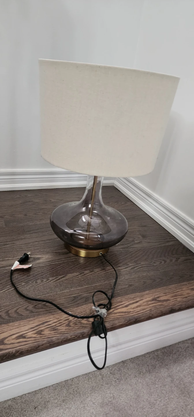 Glass Table Lamp with Fabric Shade - photo 4