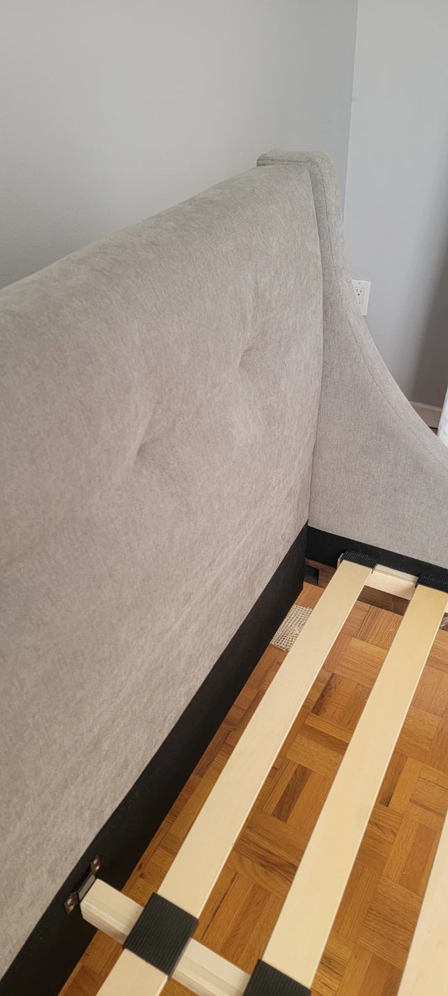 Grey Upholstered Queen Bed Frame with Tufted Headboard - photo 4