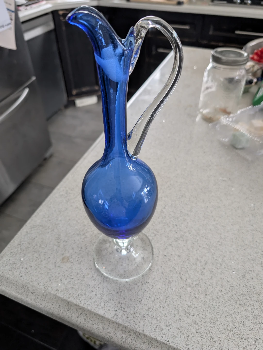 Blue Glass Pitcher