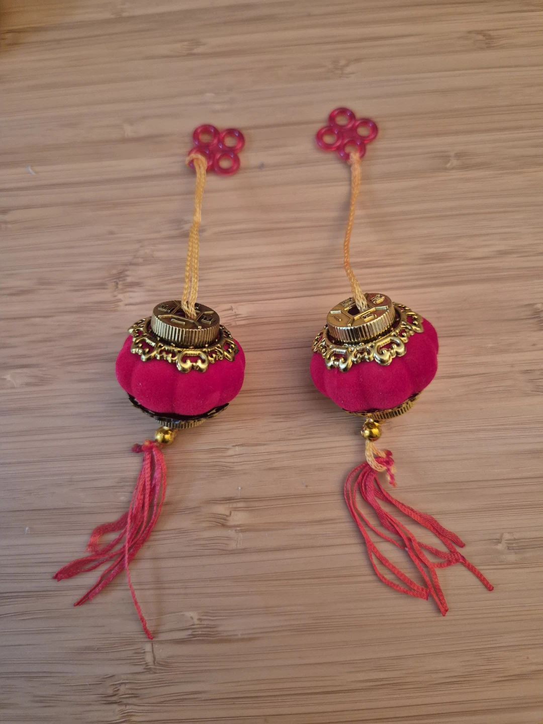 Set of 2 Small Red Lantern Ornaments