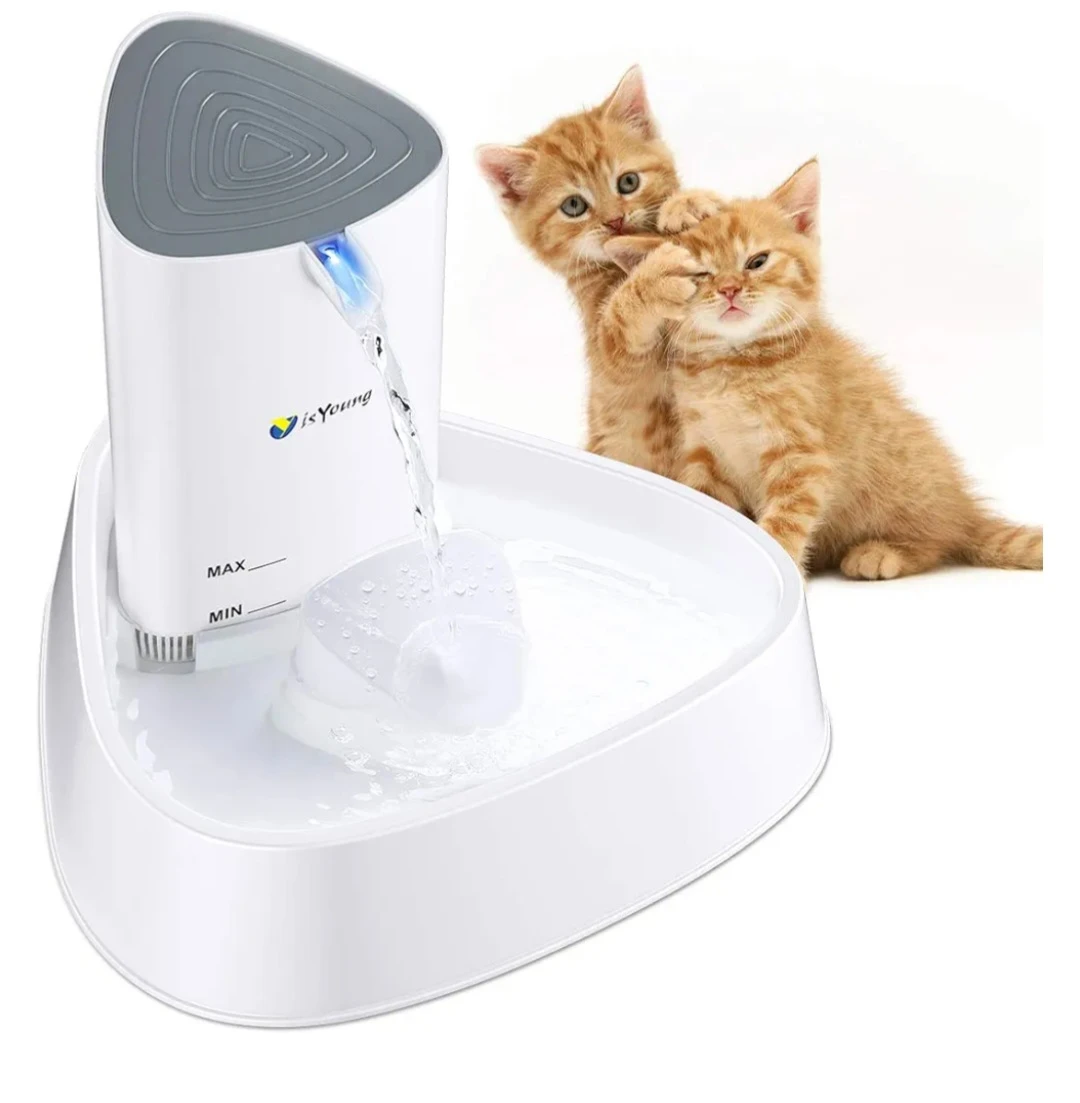 isYoung Cat Fountain LED Pet Water Fountain Ultra Quiet Auto...