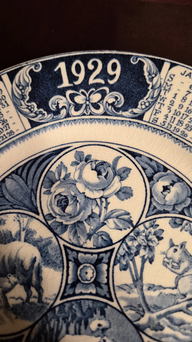 1929 Antique Decorative Calendar Plate - Woods Burslem England - photo 3