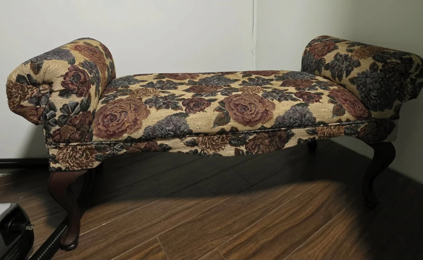 Floral upholstered bench