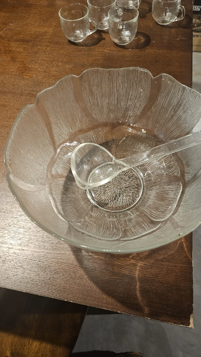 Glass Punch Bowl Set with Ladle and Cups - photo 2