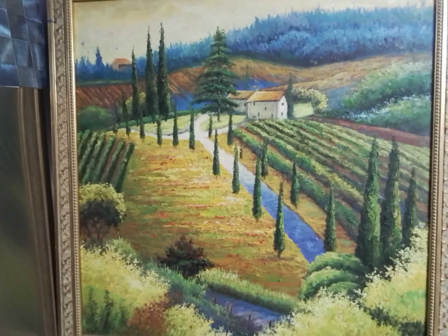 Tuscan landscape Original Oil Painting 34x34" - photo 2