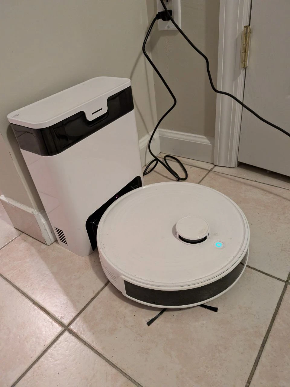White Robot Vacuum with Docking Station