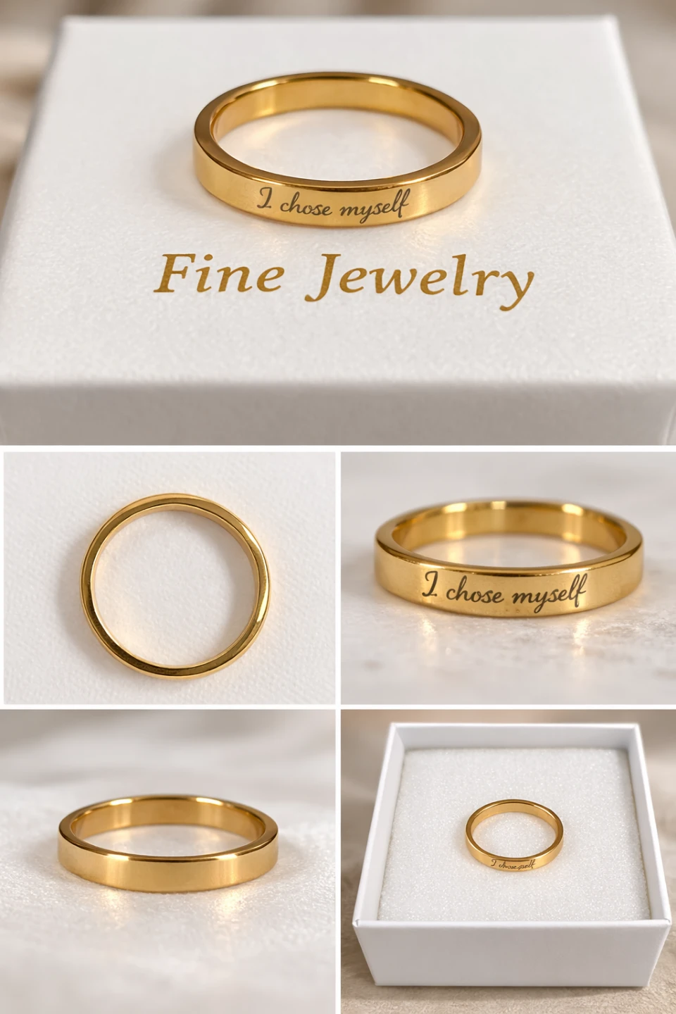 Gold "I chose myself" Ring