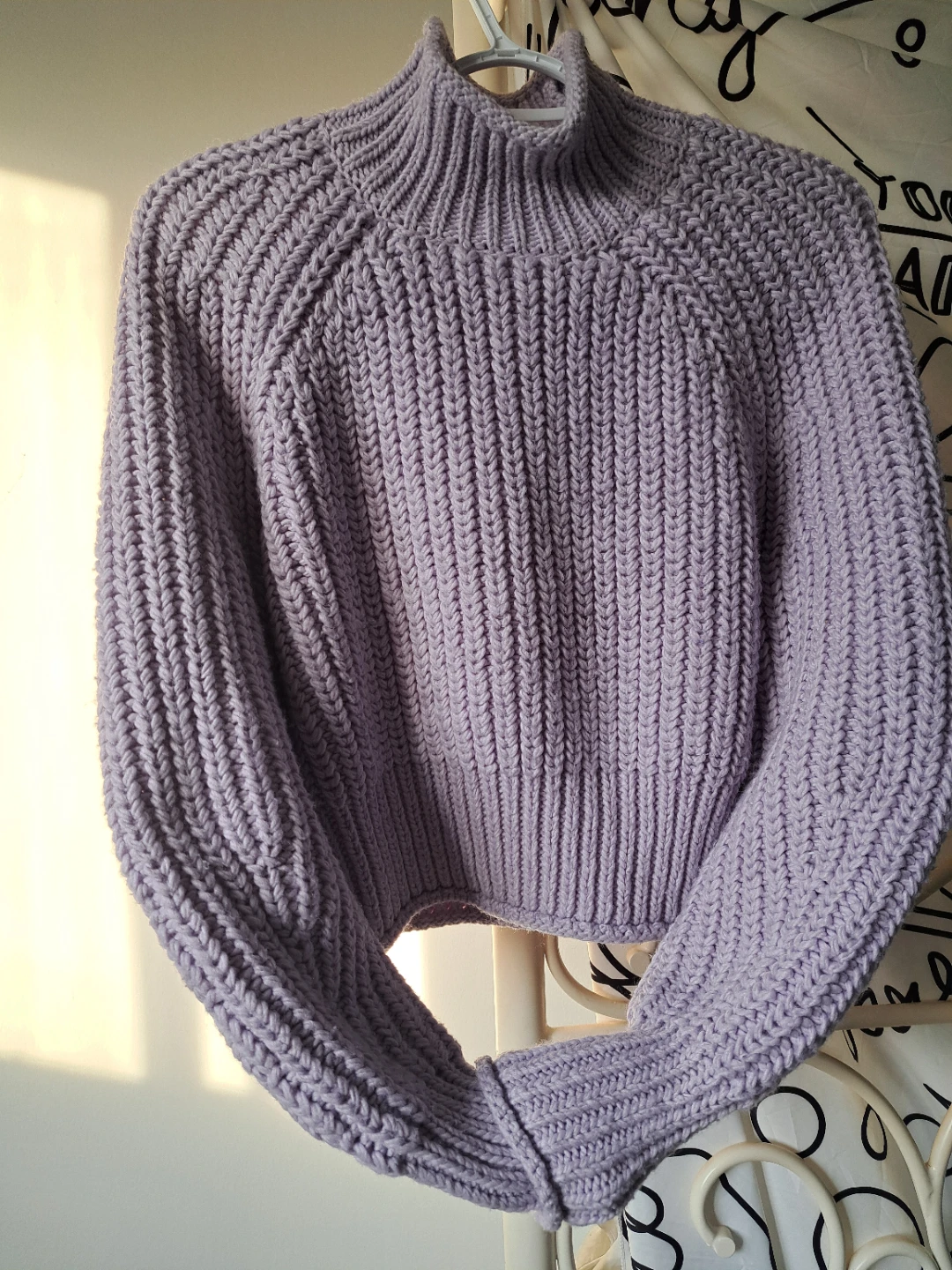 H&M Purple Chunky Knit Mock Neck Sweater Size S