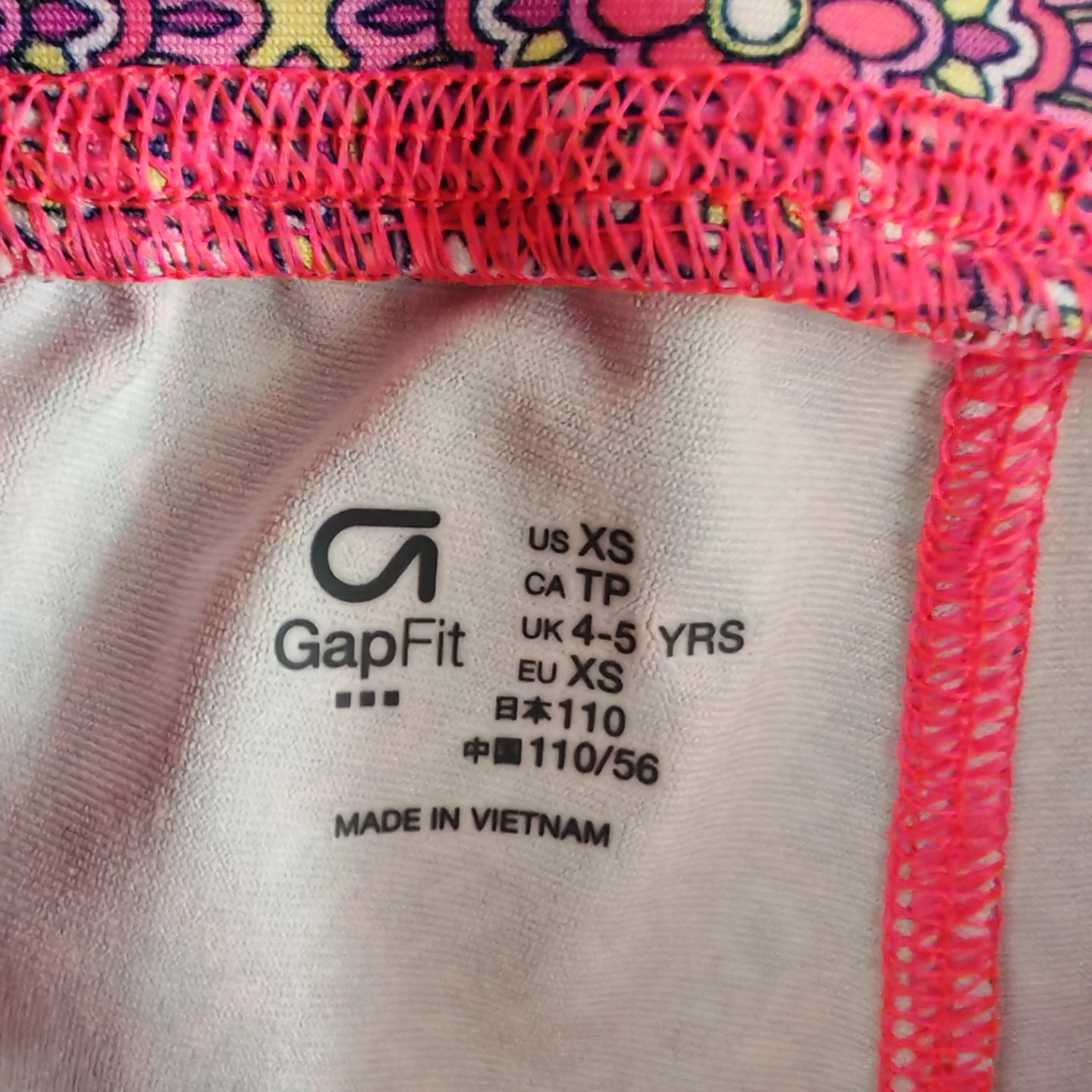 GapFit Kids Girls XS "4-5 Yrs" Pink Floral Athletic Leggings - photo 4