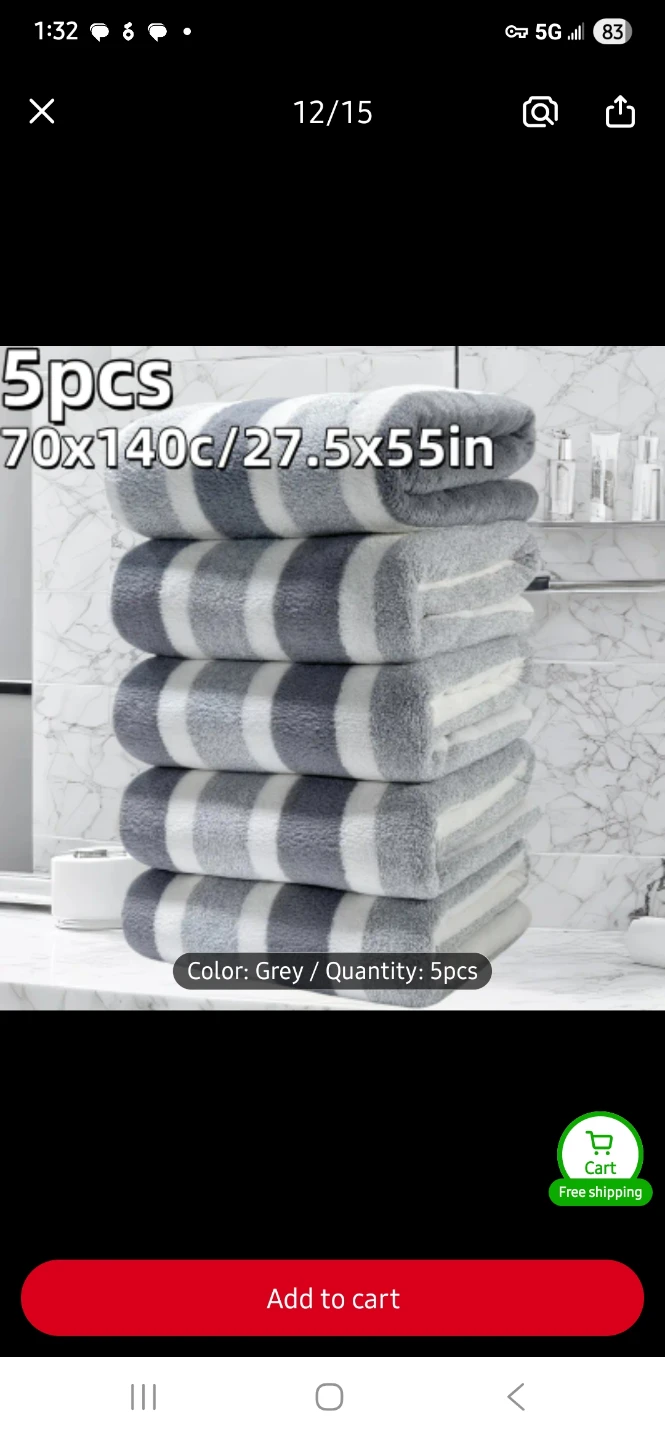 NEW Grey Striped Towels and Face Clothes Set 💧 - photo 3