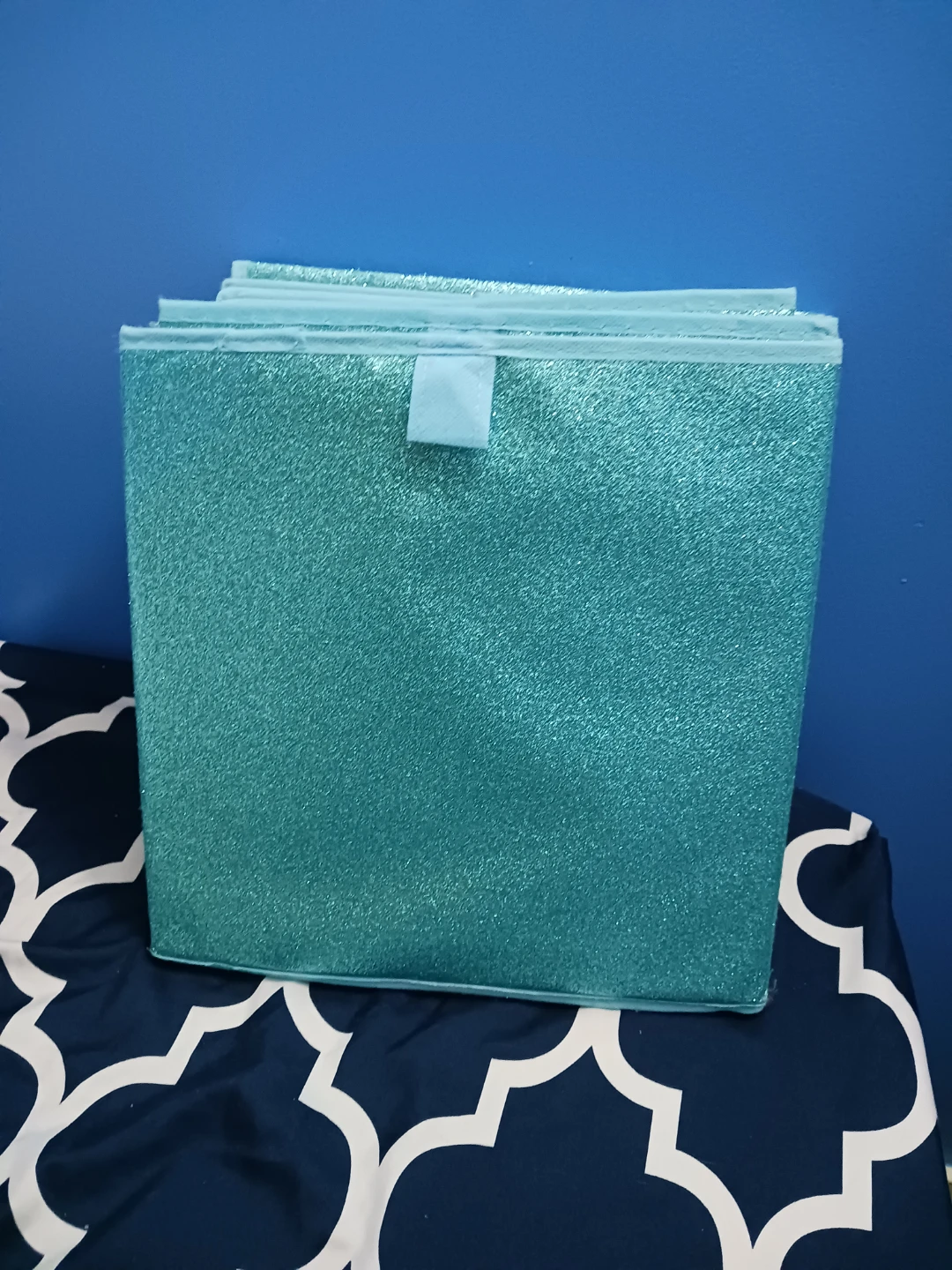 Glittery Teal Storage Bin